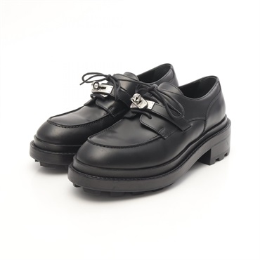HERMES First Kelly loafers #37.5 shoes flats leather Black Used Women