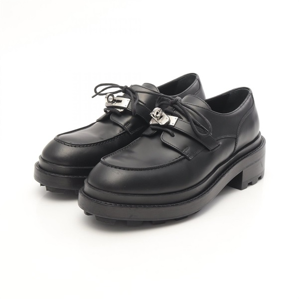 HERMES First Kelly loafers #37.5 shoes flats leather Black Used Women