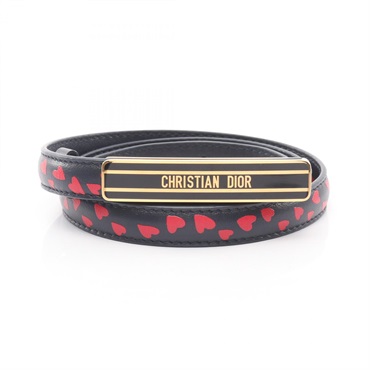 Christian Dior belt ceinture 80cm leather Navy Red Used Women