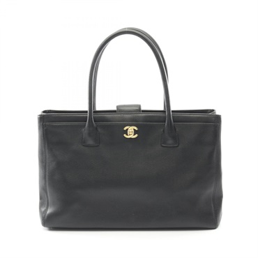 CHANEL Executive tote Hand Tote Bag Grained calf leather Black Used Women GHW CC