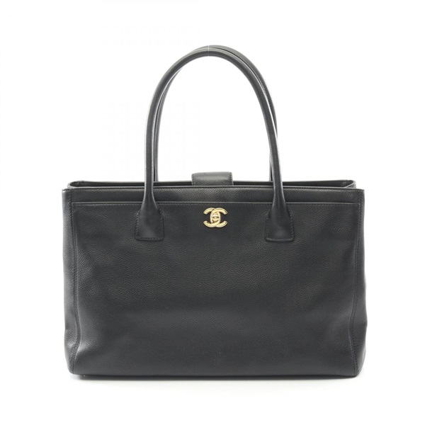 CHANEL Executive tote Hand Tote Bag Grained calf leather Black Used Women GHW CC