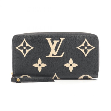 LOUIS VUITTON Zippy Wallet Bicolor M80481 Monogram Empreinte leather Black Beige