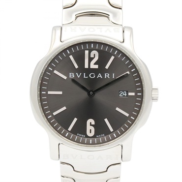 BVLGARI Solo tempo Wrist Watch ST35S Quartz Stainless Steel Gray Used mens