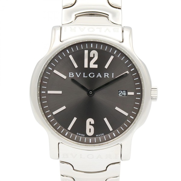 BVLGARI Solo tempo Wrist Watch ST35S Quartz Stainless Steel Gray Used mens