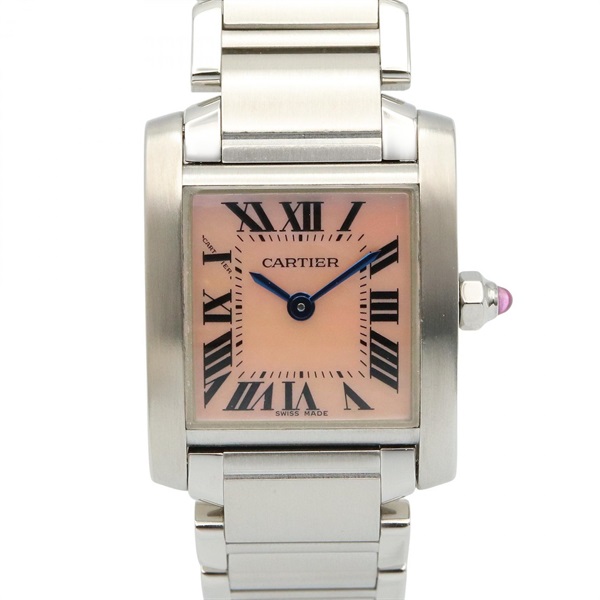CARTIER Tank francaise SM Wrist Watch W51028Q3 Quartz Stainless Steel Used Women