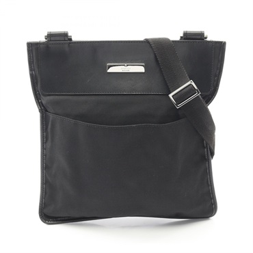 GUCCI Shoulder Crossbody Bag 27639 canvas leather Black Used Women