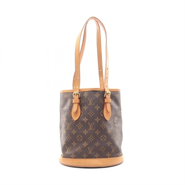 LOUIS VUITTON Bucket PM tote Handbag M42238 Monogram leather Brown Used Women