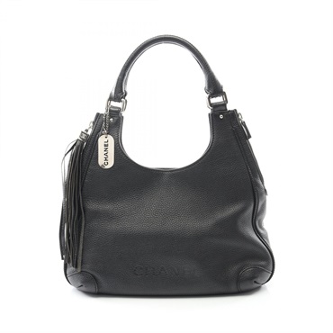 CHANEL Tote Bag Grained calf leather Black Used Women CC Coco