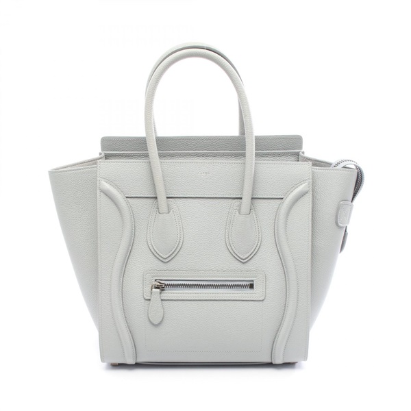 CELINE Luggage micro shopper Tote Handbag leather Blue Gray Used Women