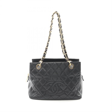 CHANEL Matelasse chain Shoulder tote Bag calf leather Black Used Women GHW CC