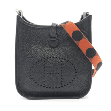 HERMES Evelyne TPM Amazon Shoulder crossbody Bag Y Taurillon Clemence Black SHW