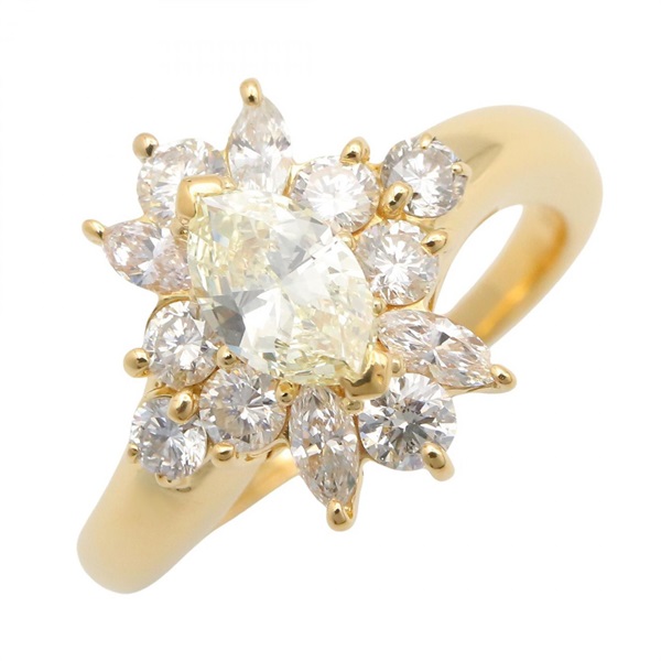 JEWELRY Diamond Ring 18KYG Yellow Gold Used Women US Size 6.5
