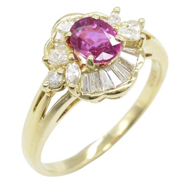JEWELRY Ruby Diamond Ring 18KYG Yellow Gold Pink Used Women US Size 6