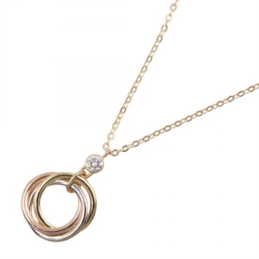 CARTIER Trinity Necklace 1P Diamond 18KYG 18KPG 18KWG Three gold Used women