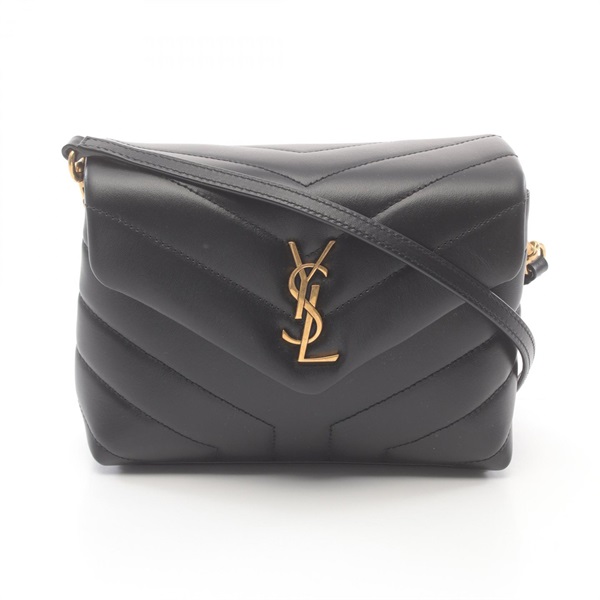 SAINT LAURENT PARIS LOULOU TOY Shoulder Crossbody Bag leather Black NEW Women