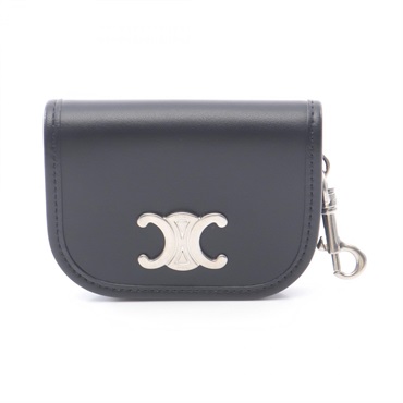 CELINE Nano Buzas Triomphe Key Ring holder 10P403DQ138DI leather Black NEW Women