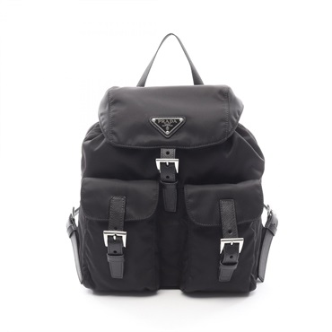 PRADA TESSUTO + SOFT CALF Backpack 1BZ677RV44F0002 Nylon leather Black NEW Women