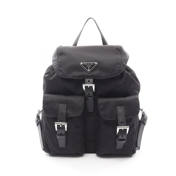 PRADA TESSUTO + SOFT CALF Backpack 1BZ677RV44F0002 Nylon leather Black NEW Women