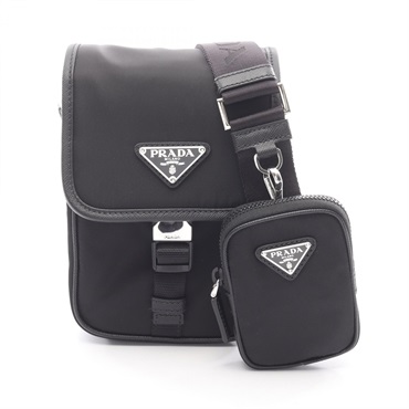 PRADA RE NYLON TESSUTO+SAFFIANO Shoulder Bag 2VD0432DMHF0002 Black NEW Unisex