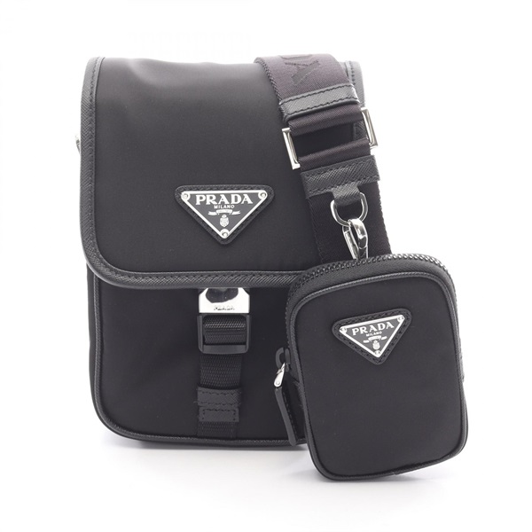 PRADA RE NYLON TESSUTO+SAFFIANO Shoulder Bag 2VD0432DMHF0002 Black NEW Unisex
