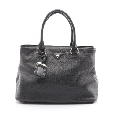 PRADA Handbag leather Black Triangle logo Used Women