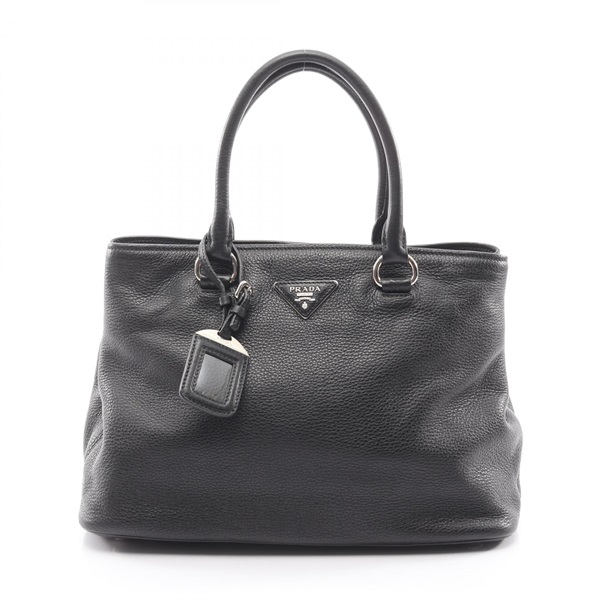 PRADA Handbag leather Black Triangle logo Used Women