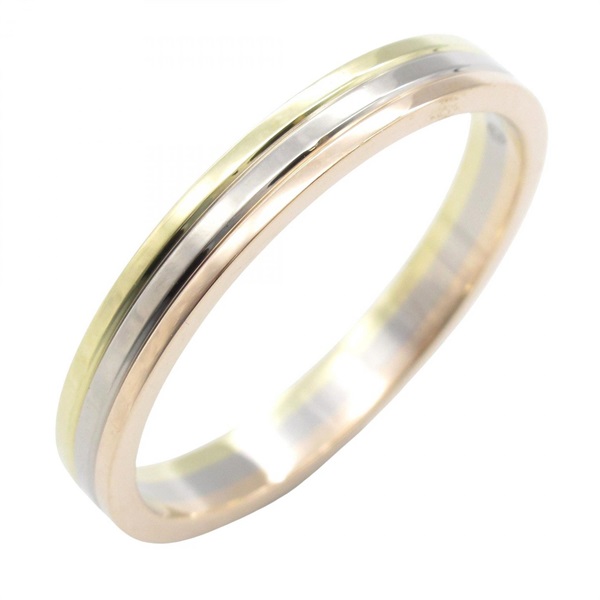 CARTIER Three Gold Wedding Ring 18KYG 18KPG 18KWG Used US size 12 #67 unisex