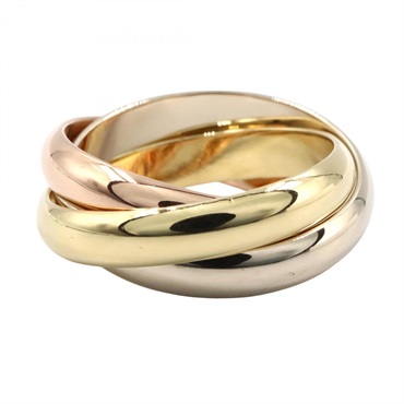 CARTIER Trinity Large Ring 18KYG 18KWG 18KRG #55 Used Women US Size 7