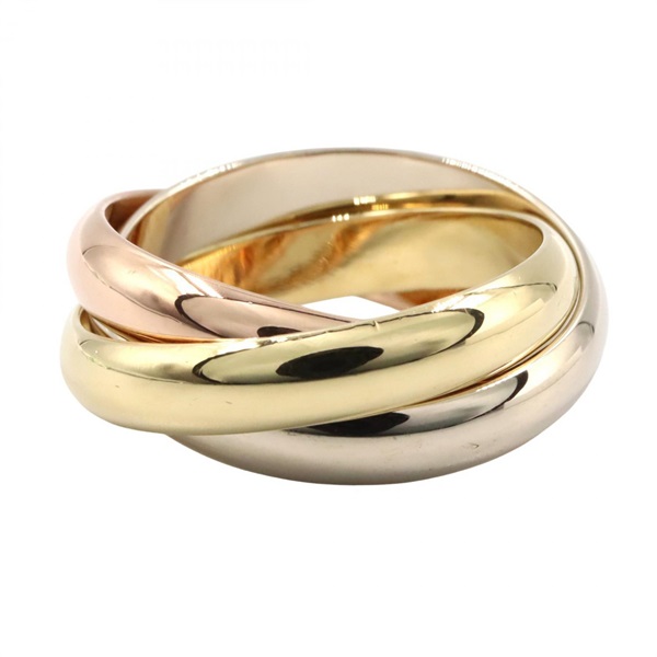 CARTIER Trinity Large Ring 18KYG 18KWG 18KRG #55 Used Women US Size 7