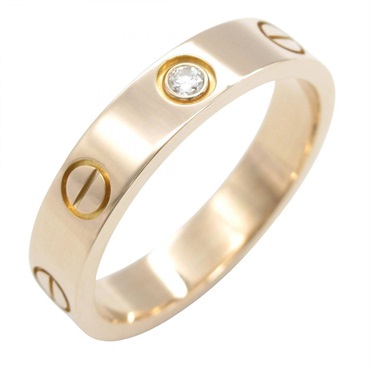 CARTIER mini love 1PD Diamond Ring 18KRG Used #50 Women US Size 5.25