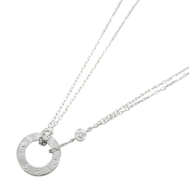 CARTIER Love Circle 2P Diamond Necklace 18KWG White Gold Used women
