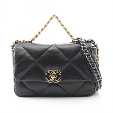 CHANEL 19 dix-neuf Matelasse chain Shoulder crossbody Bag AS1160 Lambskin Black
