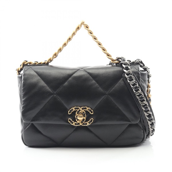 CHANEL 19 dix-neuf Matelasse chain Shoulder crossbody Bag AS1160 Lambskin Black
