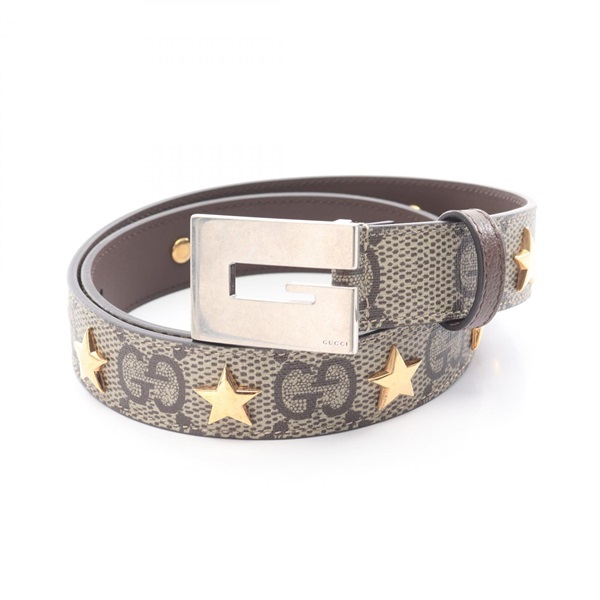 GUCCI Memorable Buckle GG Supreme belt 710090 leather PVC Beige #80/32 Used mens