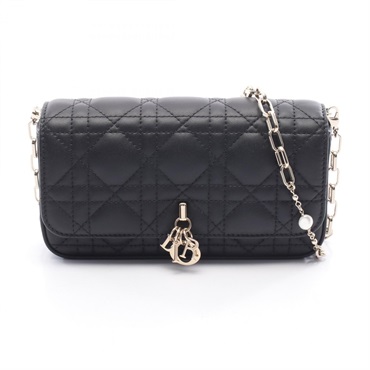 Dior DIORTALK Phone Cannage Shoulder Bag S09770NMJ leather Black Used Women