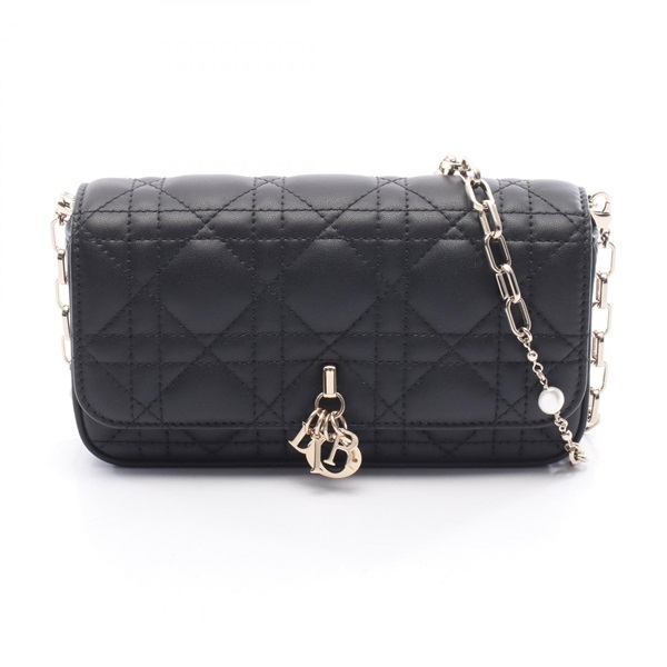 Dior DIORTALK Phone Cannage Shoulder Bag S09770NMJ leather Black Used Women