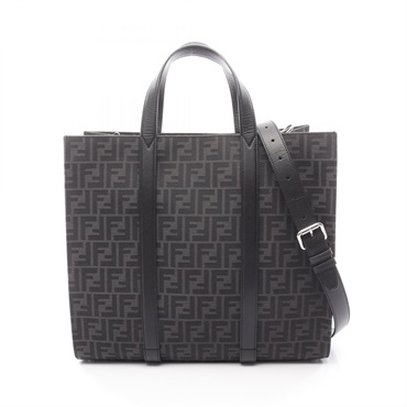 FENDI FF jacquard Tote Shoulder Crosasbody Handbag 7VA390 canvas leather Used