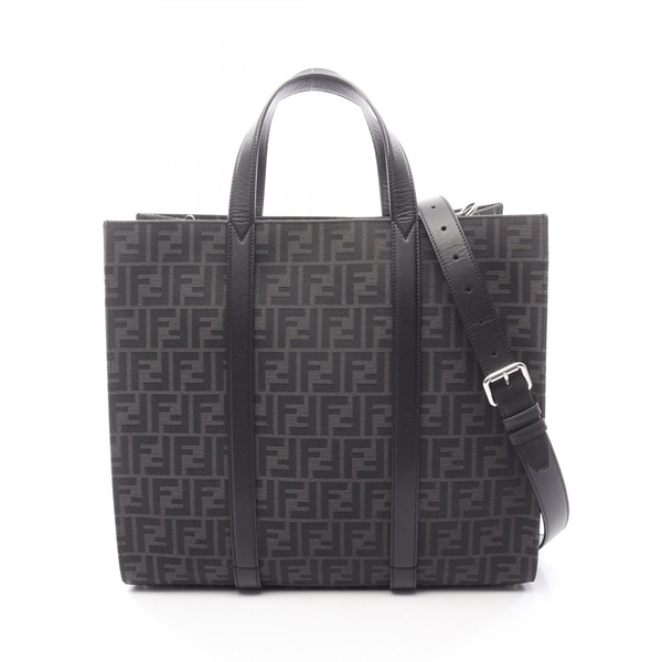 FENDI FF jacquard Tote Shoulder Crosasbody Handbag 7VA390 canvas leather Used