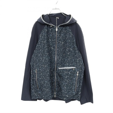 HERMES Blouson Zippy Jacket Hoodie Nylon Navy Green Multicolor Used mens size 50
