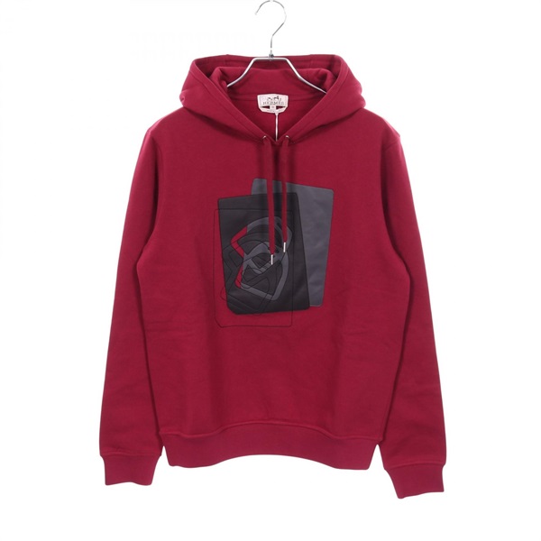 HERMES Hoodie #XS sweatshirt pullover cotton Bordeaux Gray Used mens