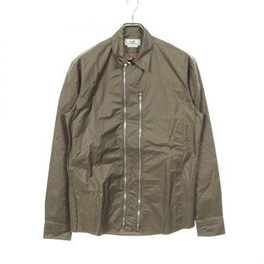 HERMES nylon jacket shirt Blouson 14 1/2 37 cotton Khaki Used mens