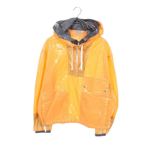 HERMES Sellier Button Anorak Hoodie cotton polyamide Orange Gray Used mens #50