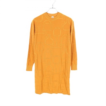 HERMES TORSADES Dress silk cashmere Yellow Used Women size 34