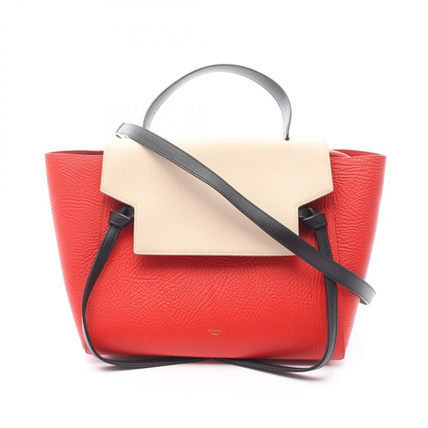 CELINE BELT BAG MINI Shoulder Handbag 176103 leather Red Beige Black Used Women