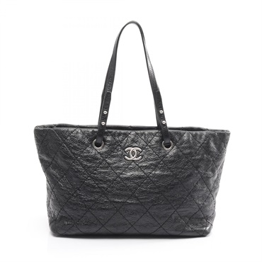 CHANEL On the load Tote Shoulder Bag A48019 leather Black SHW Used Women Coco CC
