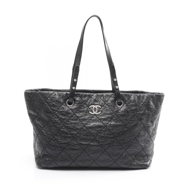 CHANEL On the load Tote Shoulder Bag A48019 leather Black SHW Used Women Coco CC