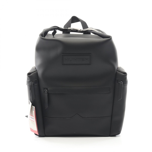 HUNTER Original Large Top Clip Rucksack Backpack Rubber coated leather Black NEW