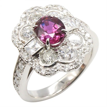 JEWELRY Ruby Diamond Ring Pt900 Platinum Red Used women US size 6