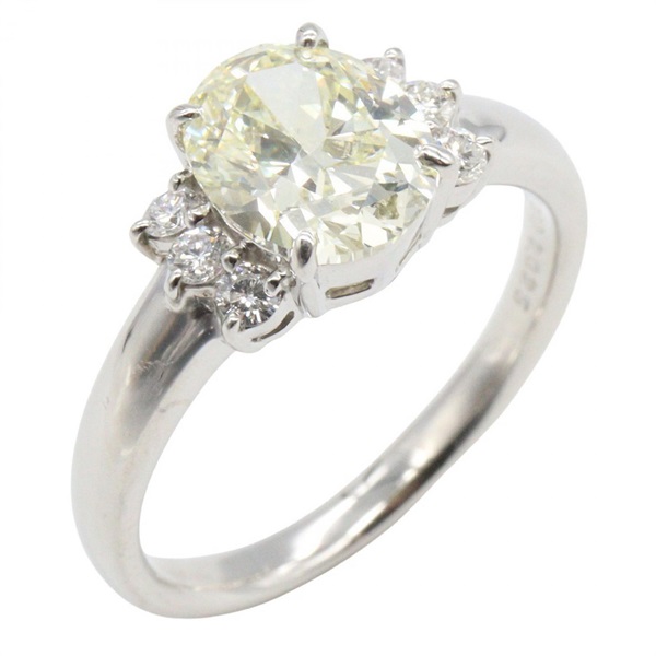 JEWELRY Diamond Ring Pt900 Platinum Yellow Used Women US Size 7.5