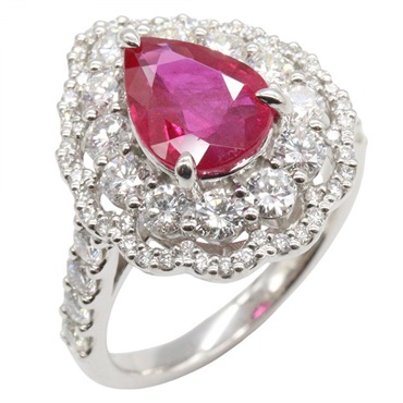JEWELRY Ruby Diamond Ring Pt900 Platinum Red Used Women US Size 5.75